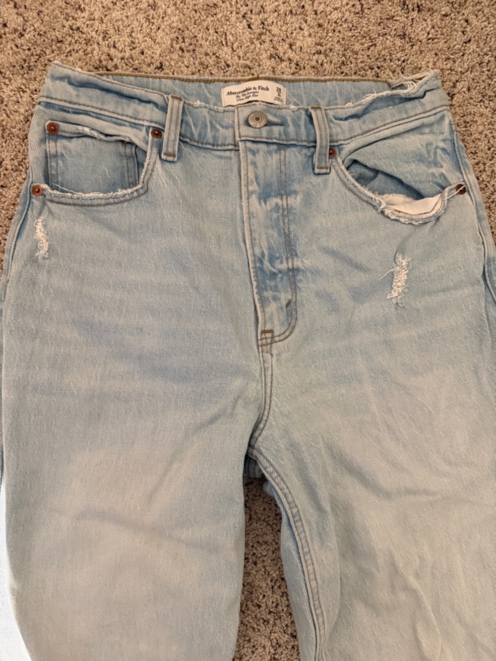 Abercrombie & Fitch Light Blue Distressed Jeans